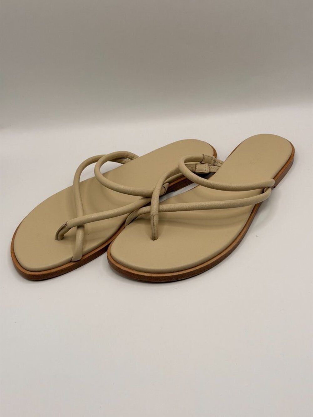 Vince Womens Elisa Beige Leather Strap Sandal Sz 8 M
